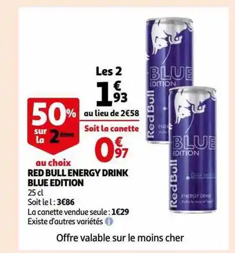 Auchan Red bull energy drink blue edition offre
