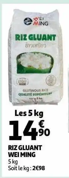 Auchan Riz gluant wei ming offre