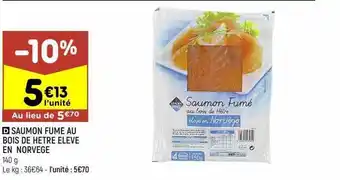 Leader Price Saumon fumé au bois de hêtre élevé en norvège offre