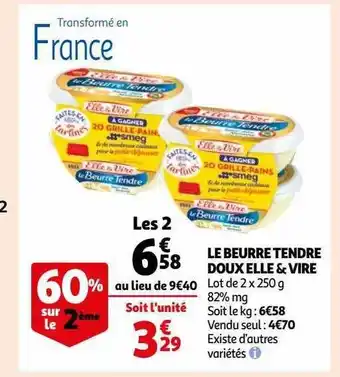 Auchan Le beurre tendre doux elle & vire offre
