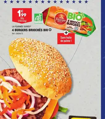 ALDI La Fournée doree 4 Burgers Briochés Bio offre