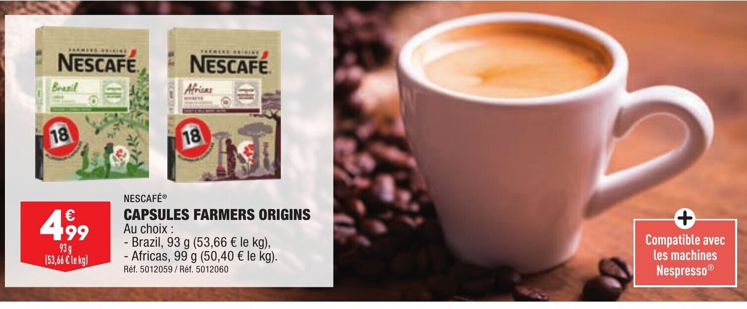 Promo Nescafé Capsules farmers Origins Au Choix chez ALDI
