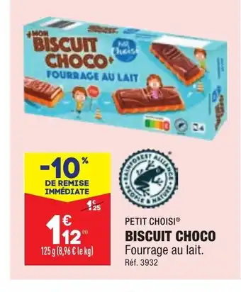 ALDI Petit Choisi Biscuit Choco Fourrafe Au Lait offre