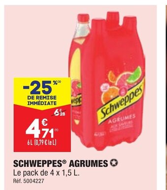 ALDI Schweppes Agrumes Le Pack De 4 x 1,5 L offre