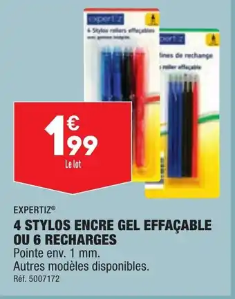 ALDI 4 Stylos Encre Gel Effacable Ou 6 Recharges offre