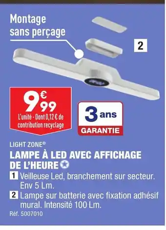 ALDI Ligth Zone Lamp Á Led Avec Affichage De L'heure offre