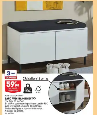ALDI Home Creation Living Banc Avec Rangement offre
