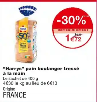 Monoprix Harrys pain boulanger tressé à la main offre
