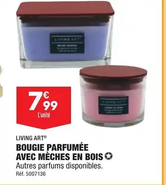 ALDI Living Art Bougie Parfumèe Avec Mèches En Bois Autres Parfums Disponibles offre