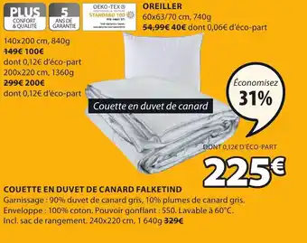 JYSK Couette en Duvet de Canard Falketind offre