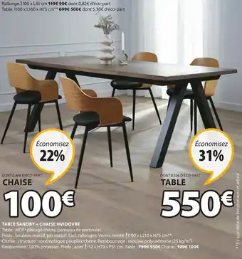 JYSK Table Sandby + Chaise Hvidovre offre
