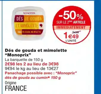 Dés de gouda et mimolette