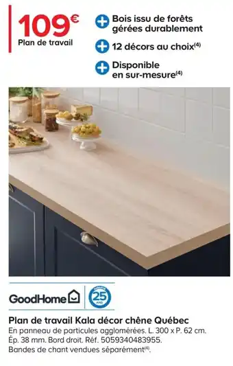 Castorama Plan de Travail Kala Décor Chêne Québec offre