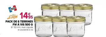 Kiriel Pack de 6 terrines fw à vis 500 g le parfait offre