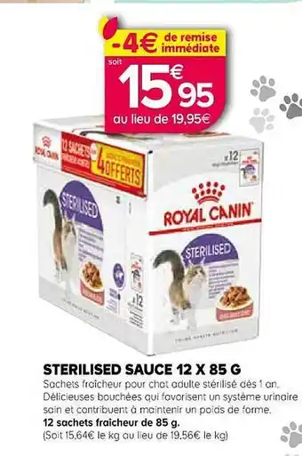 Kiriel Sterilised sauce 12 x 85 g royal canin offre