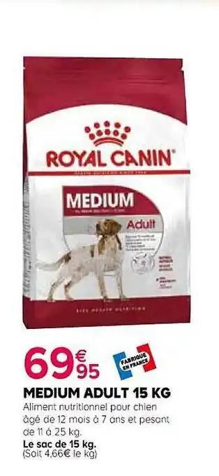 Kiriel Medium adult 15 kg royal canin offre