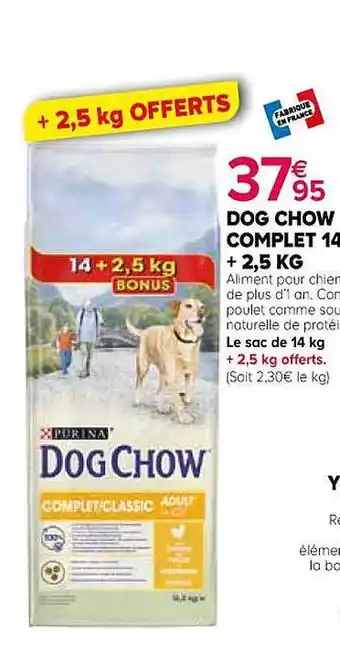 Kiriel Dog chow complet 14 + 2,5 kg offre
