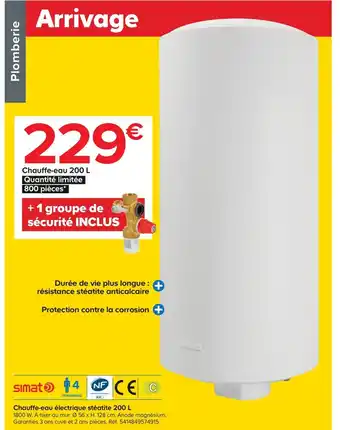 Castorama Chauffe-Eau Électrique Stéatite 200 L offre