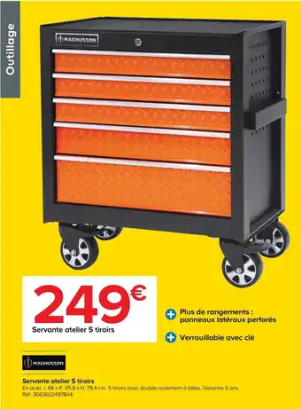 Castorama Servante Atelier 5 Tiroirs offre