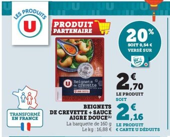 U Express Beignets De Crevette + Sauce Aigre Douce offre