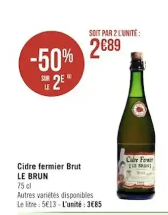 Géant Casino Cidre Fermier Brut Le Brun offre