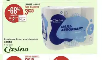 Géant Casino Essuie-Tout Blanc Maxi Absorbant Casino offre
