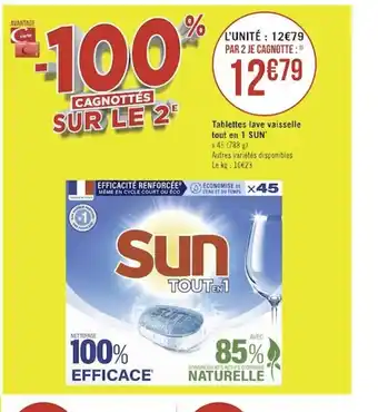 Géant Casino Tablettes Lave Vaisselle Tout En 1 Sun offre