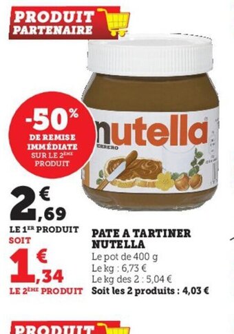 U Express Pate a Tartiner Nutella offre