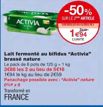 Monoprix Lait fermenté au bifidus Activia offre