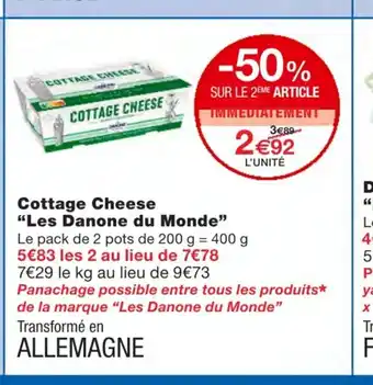 Monoprix Cottage Cheese Les Danone du Monde offre
