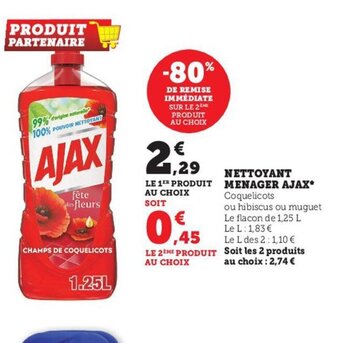 U Express Nettoyant Menager Ajax offre