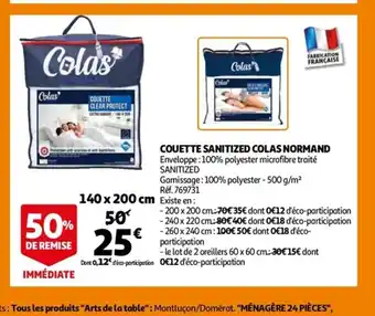 Auchan Couette Sanitized Colas Normand offre
