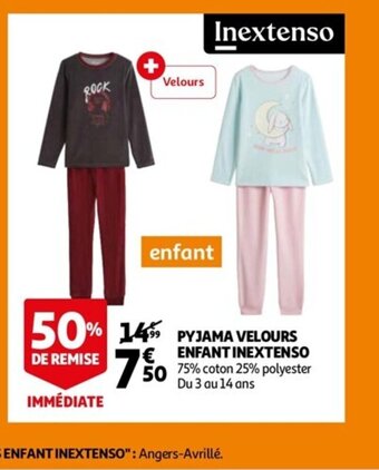 Auchan Pyjama Velours enfant Inextenso offre