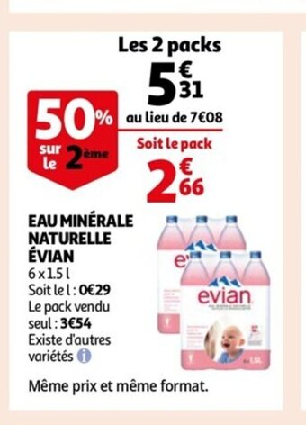 Auchan Eau Minérale Naturelle évian offre