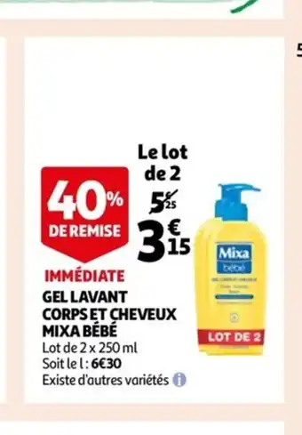 Auchan Gel Lavant Corps Et Cheveux Mixa Bebe offre
