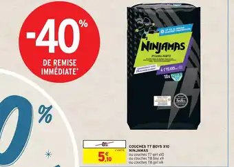 Intermarché Couches T7 Boys x10 Ninjamas offre