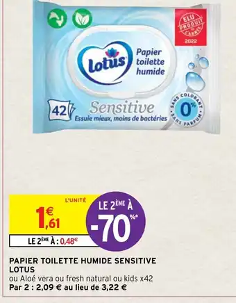 Intermarché Papier Toilette Humide sensitive Lotus offre