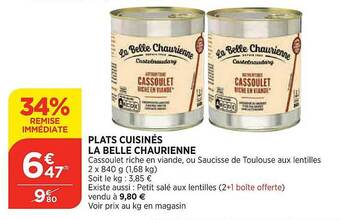 Maximarché Plats cuisinés la belle chaurienne offre