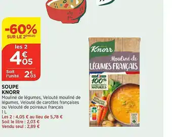 Maximarché Soupe knorr offre
