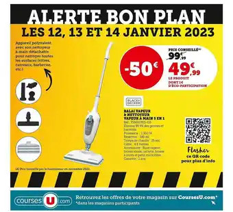 Super U Balai vapeur & nettoyeur vapeur à main 5 en 1 black + decker offre