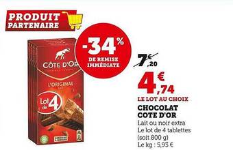 Super U Chocolat côte d'or offre