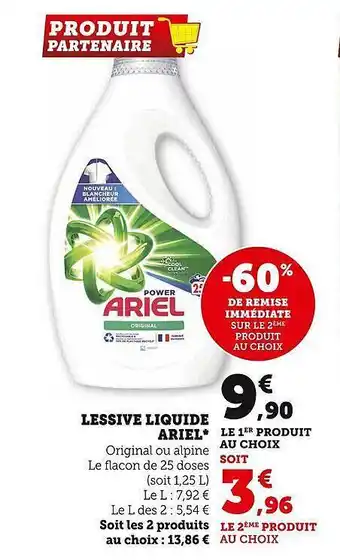 Super U Lessive liquide ariel offre