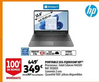 Auchan Portable 15s-fq0031nf hp offre