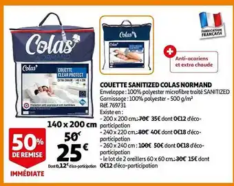 Auchan Couette sanitized colas normand offre