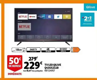 Auchan Tv led qilive q43us211b offre