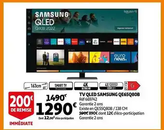 Auchan Tv qled samsung qe65q80b offre
