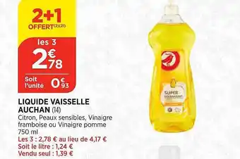 Bi1 Liquide vaisselle auchan offre