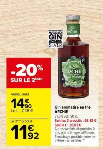 Carrefour Gin aromatisé au thé archie offre