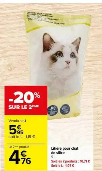 Carrefour Litière pour chat de silice offre