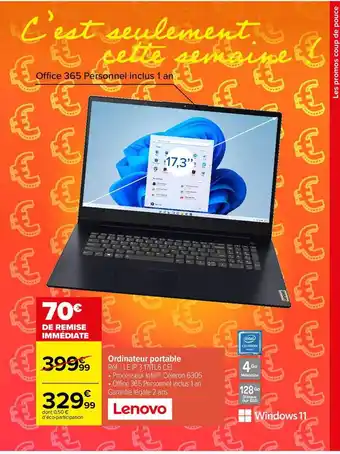 Carrefour Ordinateur portable lenovo offre